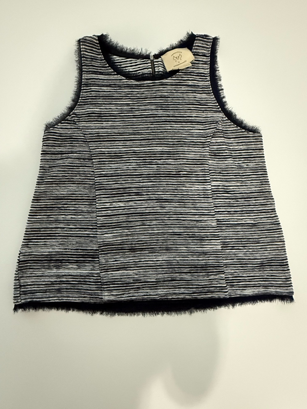 Vanessa Virginia Anthropologie Navy Blue and White Striped Knit Tank Top Sz S
